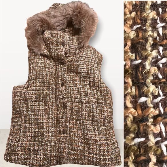 BB Dakota Tweed Knit Hoodie Vest Large - Picture 1 of 7